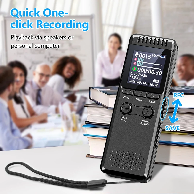 Vivaniir 64GB Registratore Vocale Professionale, 80 Ore di Batteria a Lunga Durata 1100mAh, Robusto Registratore con Attivazione Vocale e Involucro Metallico, Registratore per Conferenze Riunioni