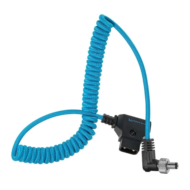 Kondor Blue D-Tap a spirale per bloccare il cavo CC ad angolo retto da 2,1mm (Atomos Ninja/Shogun)