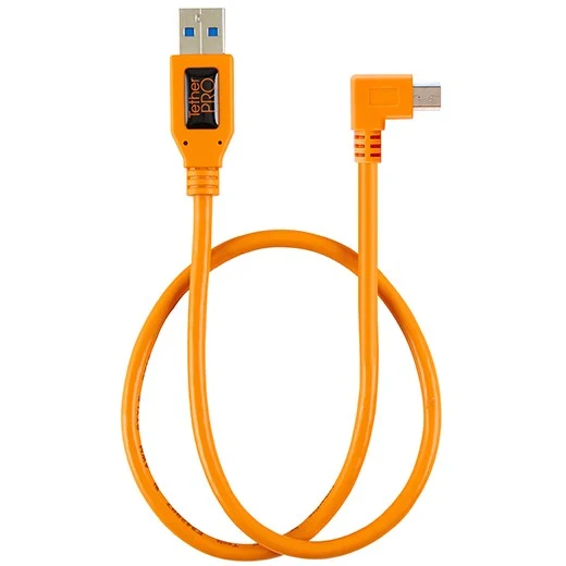 Tether Tools TetherPro Adattatore da USB 2.0 a Mini-B 5 pin ad angolo retto "Pigtail", 20 "(50 cm), High-Visibilty Arancione