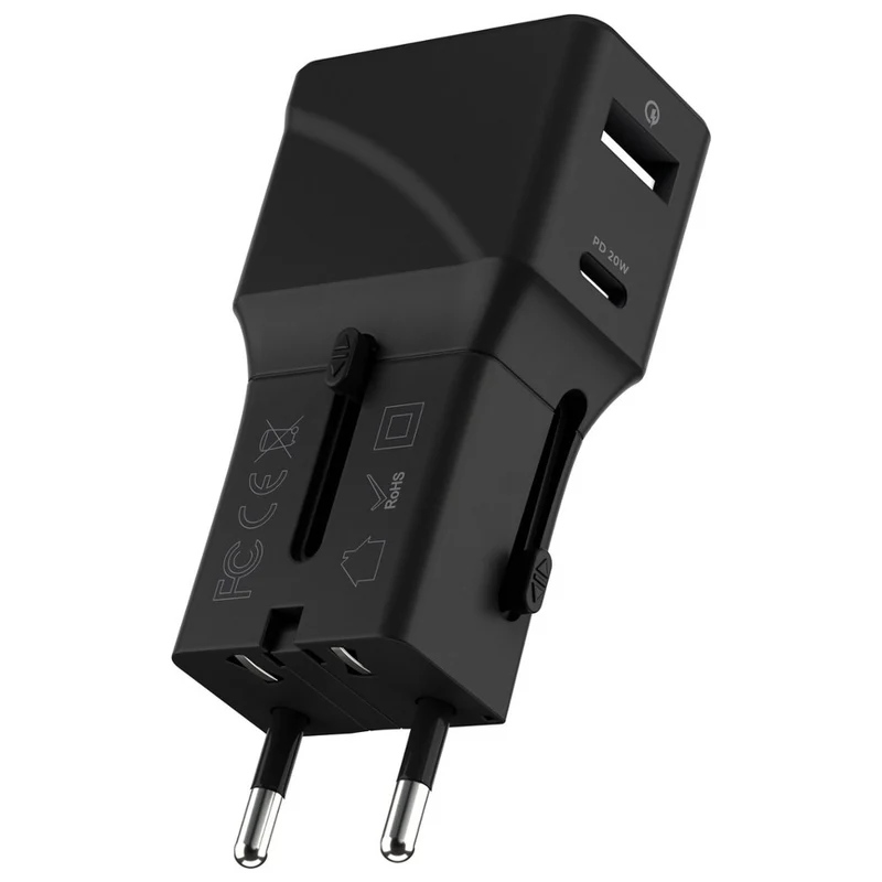 Rolling Square Adattatore da viaggio tascabile nero