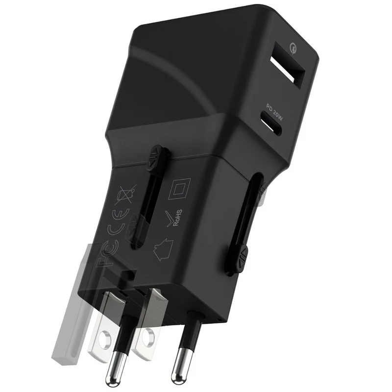 Rolling Square Adattatore da viaggio tascabile nero