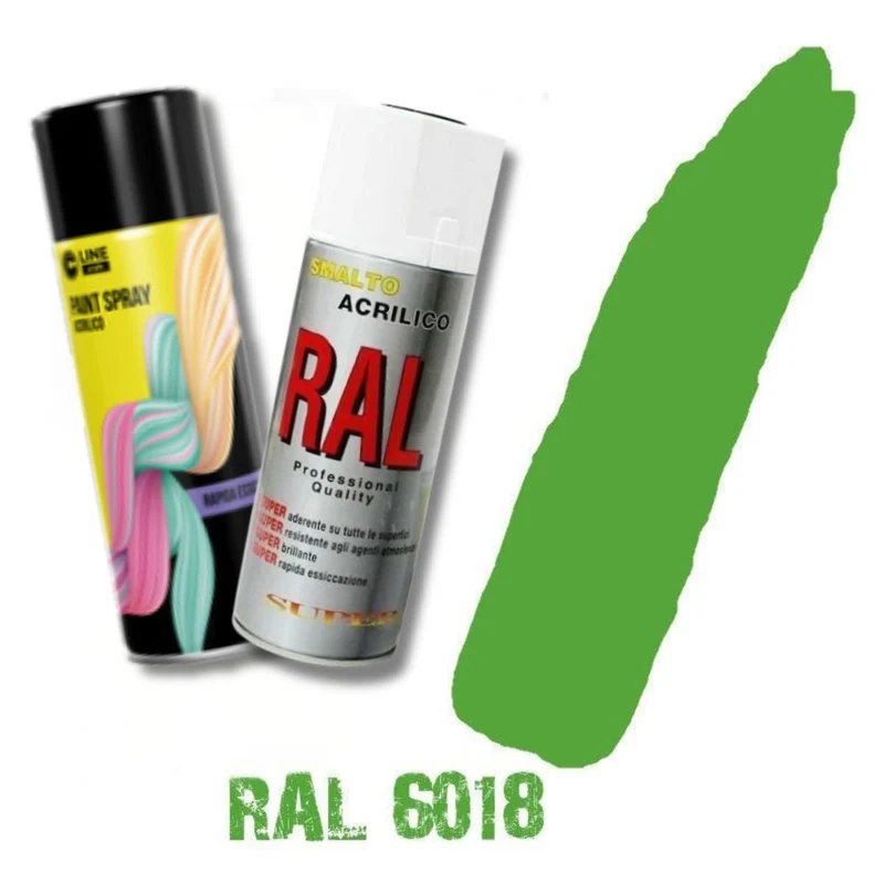 Bomboletta Spray Verde Prato Ral 6018 Acrilico Vernice Brillante Lucido Graffiti
