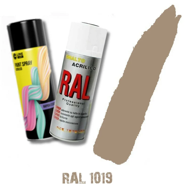 Bomboletta Spray Tortora Grigio/Marrone Ral 1019 Acrilico Vernice Brillante Lucido