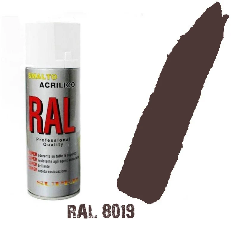 Bomboletta Spray Marrone Testa di Moro Ral 8019 Acrilico Vernice Brillante Lucido
