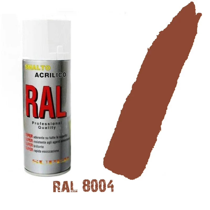 Bomboletta Spray Marrone Ramato Ral 8004 Acrilico Vernice Brillante Lucido