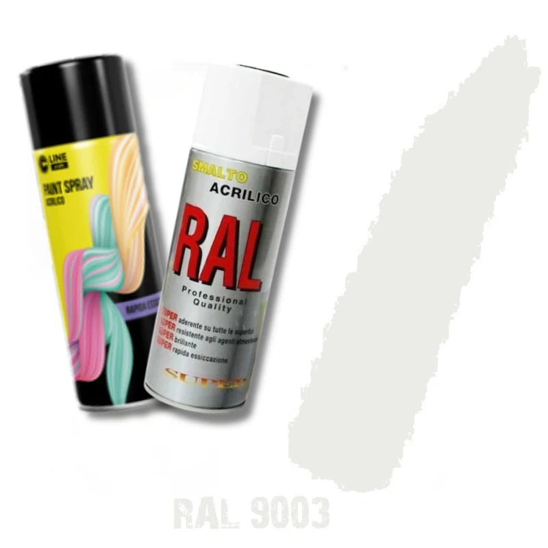 Bomboletta Spray Bianco Segnale Ral 9003 Acrilico Vernice Brillante Lucido Graffici