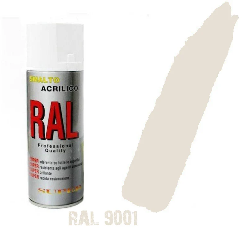 Bomboletta Spray Bianco Grigio Crema Ral 9001 Acrilico Vernice Brillante Lucido Rapida Essicazione