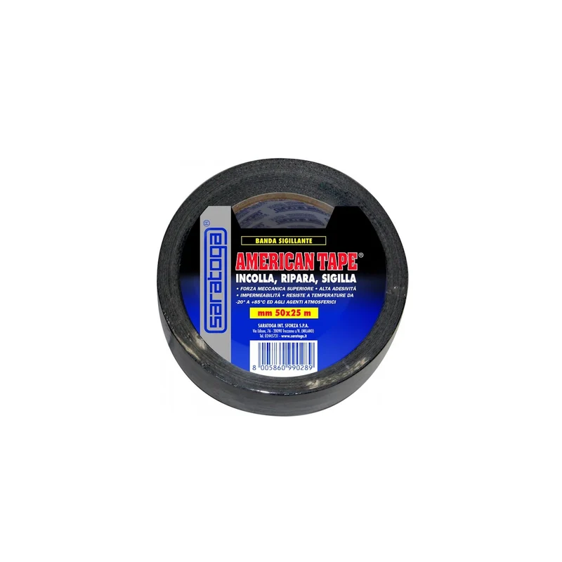 American Tape Nastro Telato Americano Rinforzato Saratoga Nero 50 x 25mt
