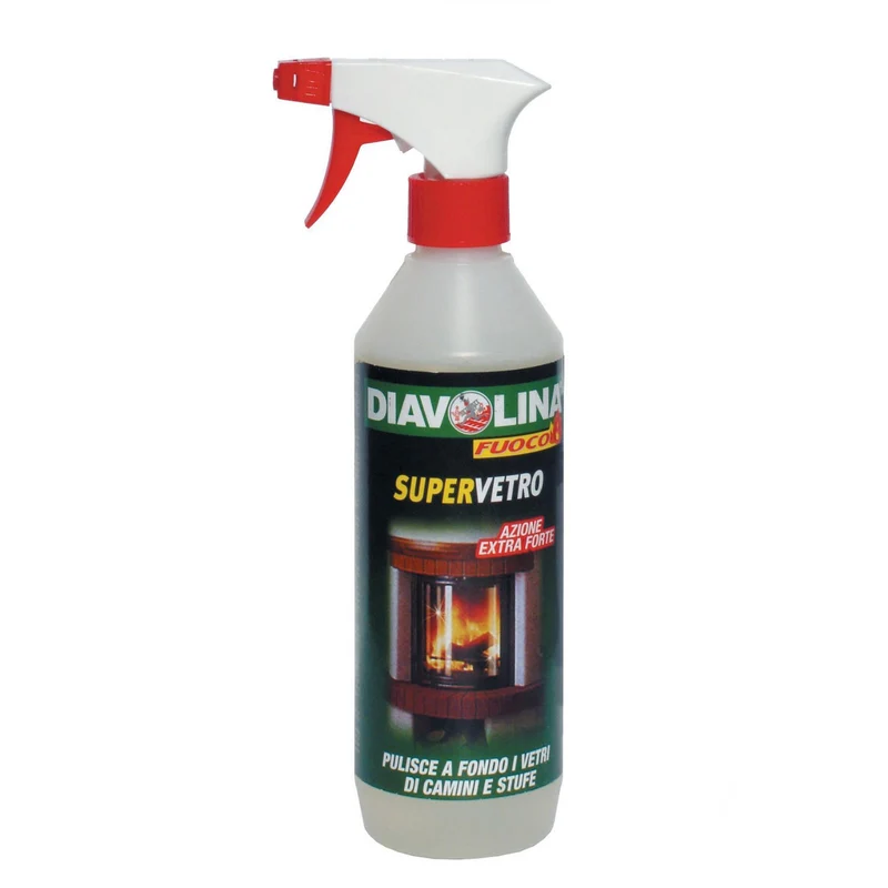 Diavolina Supervetro Detergente Per Fuliggine Su Vetro Camino Stufa Pellet Spray