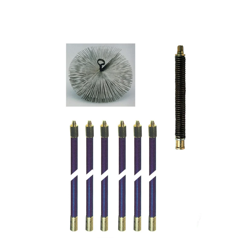 Camino Pulisci Spazzacamino Spazza Pulizia Canna Fumaria Kit Mt 8,60 Scovolo 250