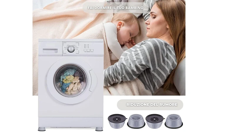 8 Pcs Piedini Antivibrazione Lavatrice Supporto Universale Contro le Vibrazioni Piedini di Gomma Antivibranti e Antiscivolo per Mobili ed Elettrodomestici