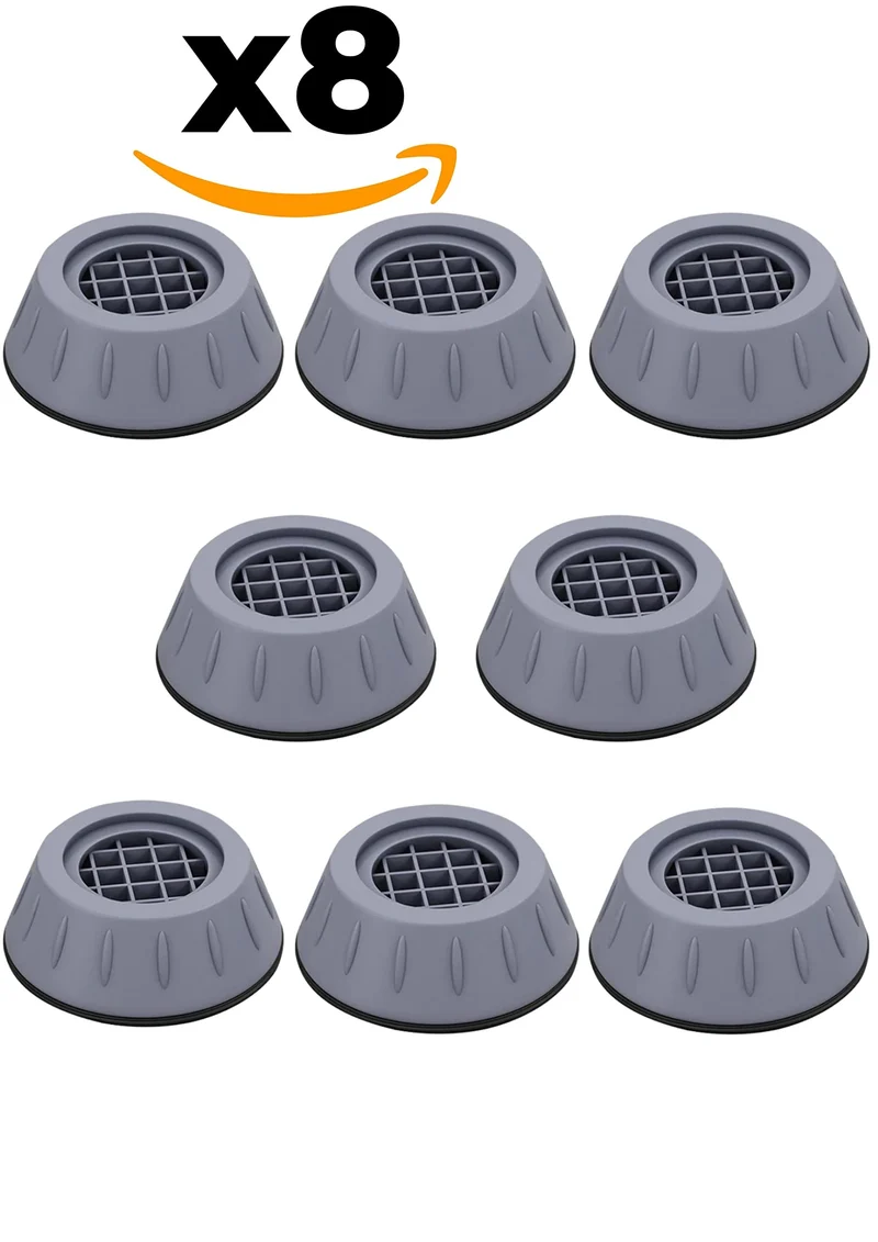 8 Pcs Piedini Antivibrazione Lavatrice Supporto Universale Contro le Vibrazioni Piedini di Gomma Antivibranti e Antiscivolo per Mobili ed Elettrodomestici
