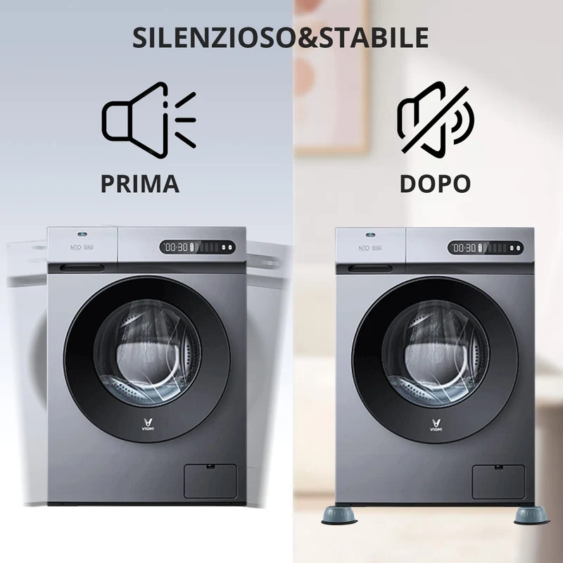 4 Pcs Piedini Antivibrazione Lavatrice, Gomma, Femmina-femmina Universali per Asciugatrice, Frigoriferi, Mobili ed Elettrodomestici