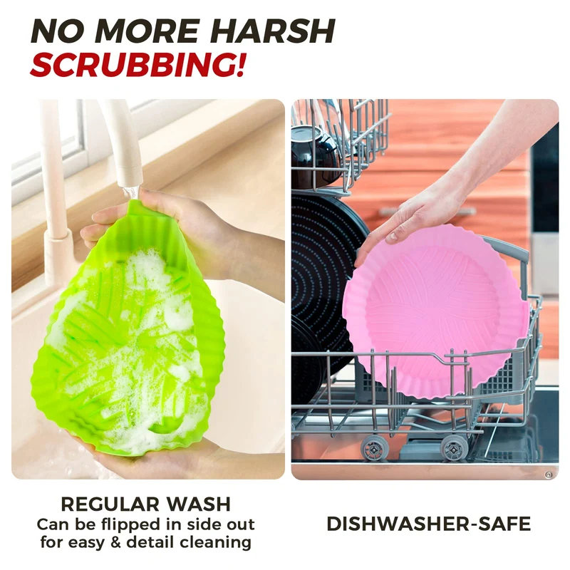 3 Pezzi Teglia in Silicone per Friggitrice ad Aria, 20 cm Cestino per Friggitrice ad Aria in Silicone Air Fryer Accessori Pentola Friggitrice ad Aria Applicabile Airfryer Princess COSORI Xiaomi Ninja