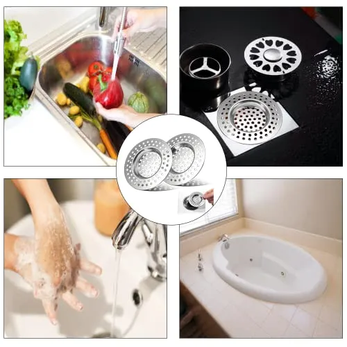 2 Pcs Filtro Lavello Cucina, Protezione per lo Scarico in Acciaio Inox, Filtro da Scarico per Lavandino, Lavandino Filtro, per Doccia e Scarico o Lavelli da Cucina