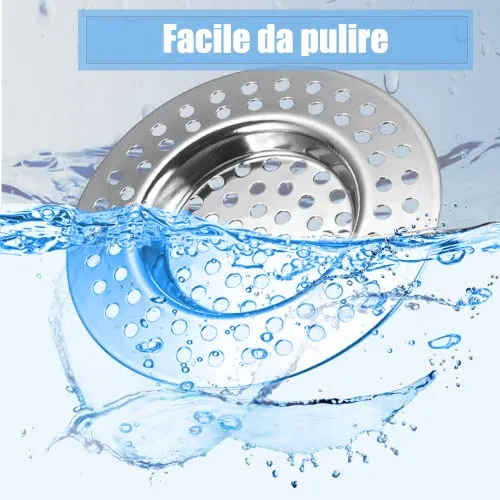2 Pcs Filtro Lavello Cucina, Protezione per lo Scarico in Acciaio Inox, Filtro da Scarico per Lavandino, Lavandino Filtro, per Doccia e Scarico o Lavelli da Cucina
