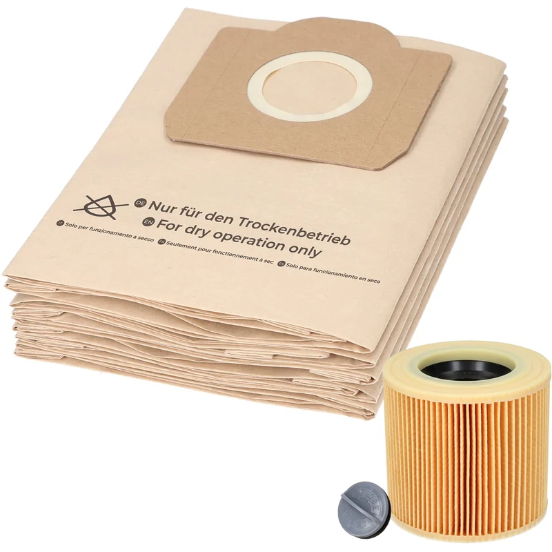 1 set da 10 sacchetti per aspirapolvere e 1 filtro a cartuccia, adatto per aspirapolvere multiuso Kärcher della serie WD3 e MV3