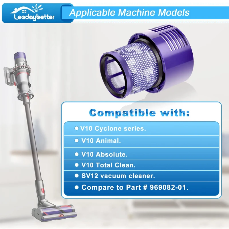 2 Pezzi Filtri di Ricambio per Dyson V10 SV12 Cyclone Animal Absolute Aspirapolvere, Lavabile Motorhead con Spazzola di Pulizia Sostituire # DY-969082-01