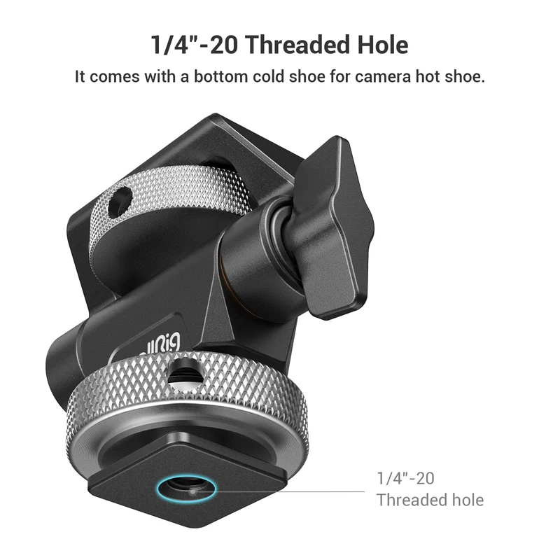 (Aggiornato) SMALLRIG Cold Shoe Supporto per Monitor Supporto per Monitor Regolabile Girevole e Inclinabile con Perni di Posizionamento Rimbalzanti per Monitor da 5" e 7" - 2905B