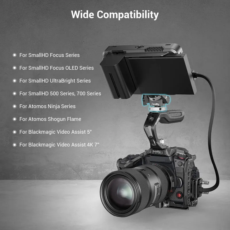 (Aggiornato) SMALLRIG Cold Shoe Supporto per Monitor Supporto per Monitor Regolabile Girevole e Inclinabile con Perni di Posizionamento Rimbalzanti per Monitor da 5" e 7" - 2905B