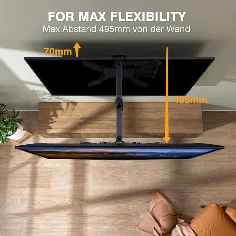 Perlegear Supporto da Parete per TV da 26 a 60 Pollici, Staffa TV con Braccio Girevole ed Estendibile, Max VESA 400x400, Supporto Ultra Resistente 45 kg - PGMFK6