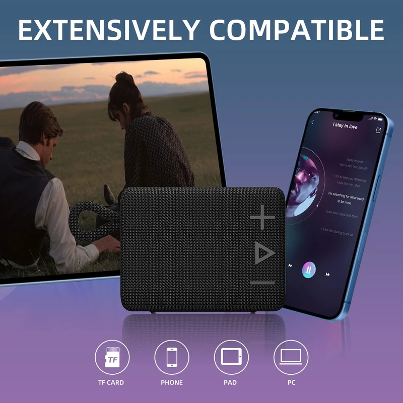 ROYQUEEN Cassa Bluetooth Portatile Potente IP66 Impermeabile Altoparlante Bluetooth, 20H di Autonomia, Micro SD, TWS per casa e all'aperto, viaggi (nero)