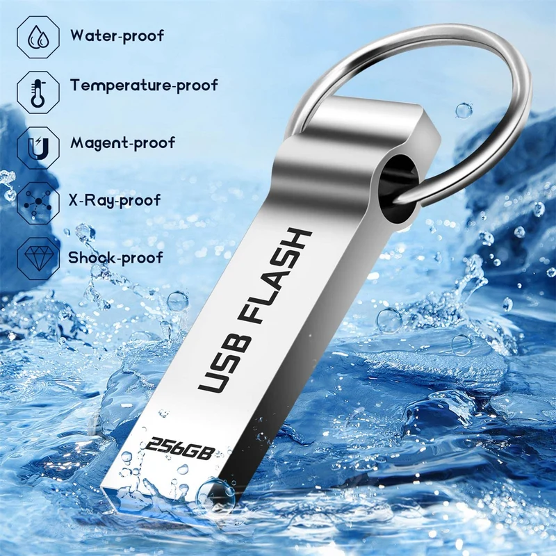 Chiavetta USB 256GB - camcise Impermeabile Pendrive USB 3.0 Metallo Pen Drive Plug-and-Play Pennetta USB per Computer, Tablet, con Portachiavi Portatile (256gb)