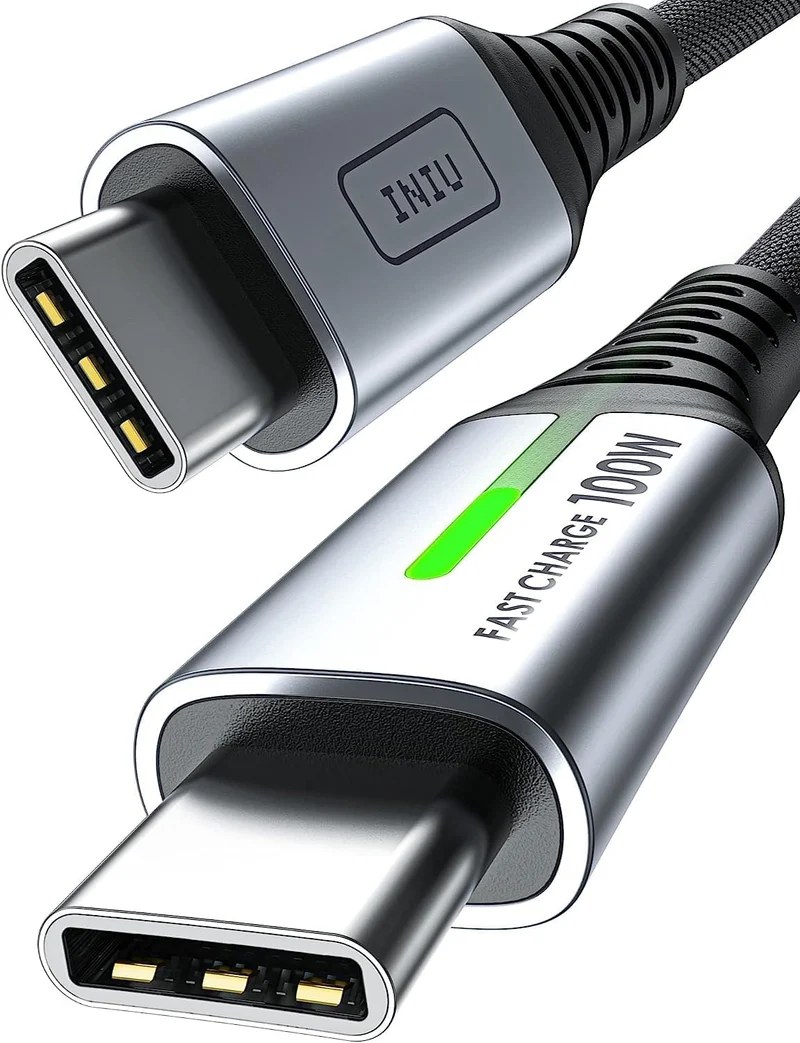INIU Cavo USB C USB C 100W, 2m Cavo USB Type-C PD 5A Ricarica Rapida QC 4.0 Nylon Cavo Tipo C Caricabatterie Cellulare per iPhone 15 Samsung S22 Ultra iPad Pro MacBook Pixel 7 Pro Switch PS5