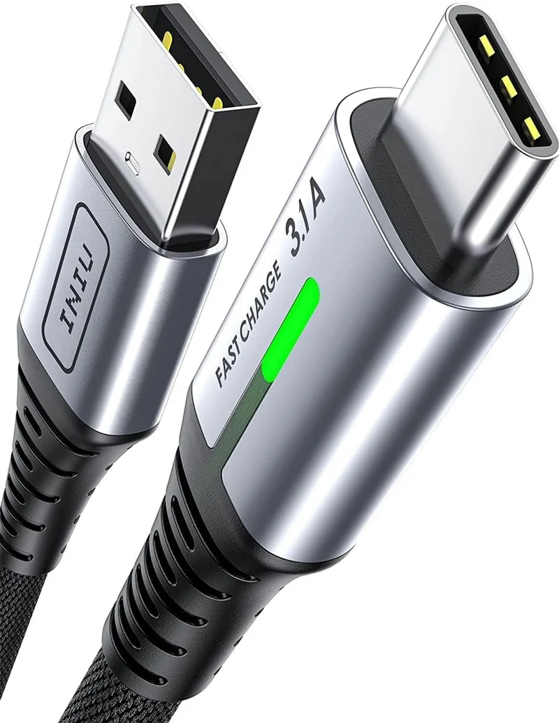 INIU Cavo USB Type-C, Cavo USB [2m] 3,1A QC 3,0 Tipo C Cavo Type C Rapida, Lega Intrecciato in Nylon Cavo USB Type C compatibili con iPhone 15 Pro Samsung S21 Note20 Huawei Xiaomi Google iPad ECC.