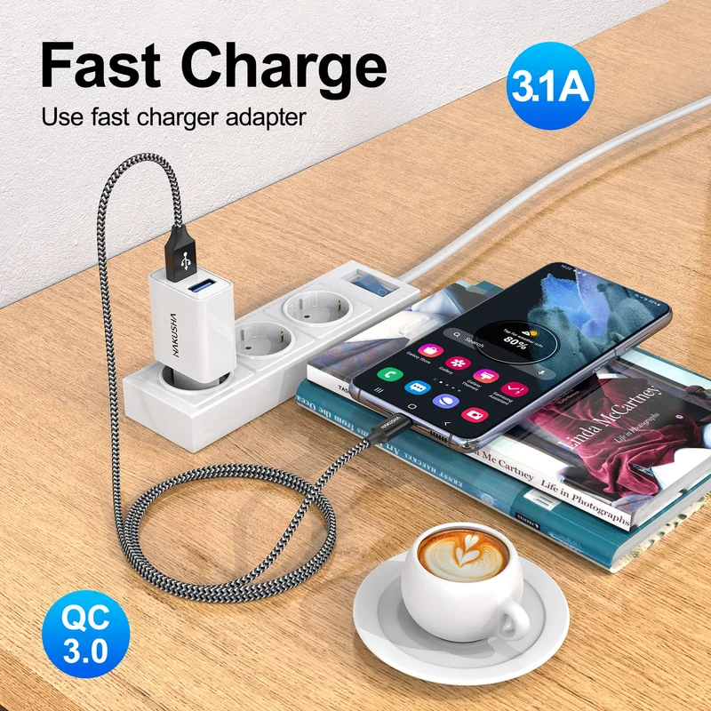 HAKUSHA Cavo USB C, [1M] Cavo USB Tipo C Nylon Ricarica Rapida per Android Samsung Galaxy S21 Ultra,Note 20,Z Fold 3,Huawei P50,Mate 40,MateBook,Xiaomi Mi 11 Lite,OnePlus 9,Google Pixel 5,Realme