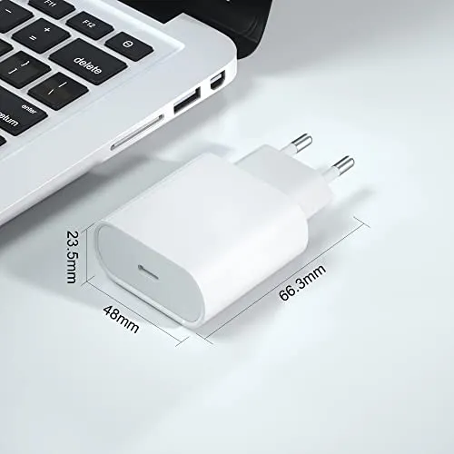 Caricatore Rapido USB C 20W with 2M Cavo for iPhone 14/14 Pro/ 14 Pro Max/ 14 Plus/ 13/12/11/XS/XR/X/8, AirPods, Sakahyro USBC Caricabatterie Spina Adattatore Alimentatore Presa Carica Muro Ricarica