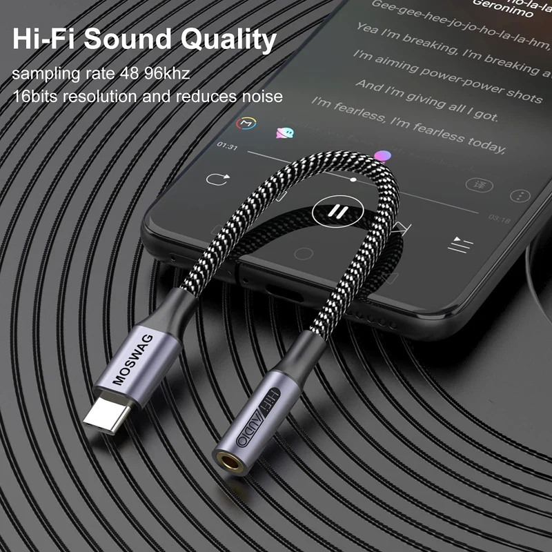 MOSWAG Adattatore jack per cuffie USB C a 3.5mm, adattatore audio USB C a cavo Dongle Aux per Samsung Galaxy S22 S21 S20 Ultra S20 + Nota 20 10 S10 S9 Plus, Pixel 4 3 2 XL, ipad Pro e altro ancora