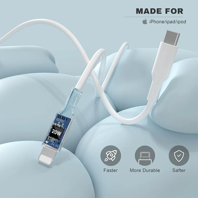 Caricatore for iPhone, 25W Caricabatterie Rapido con 2M Cavo for iPhone 14 13 12 11 Pro Max Plus XS XR SE iPad Fast Charger Caricabatteria USB C Spina Alimentatore Presa Carica Muro Ricarica Emberify