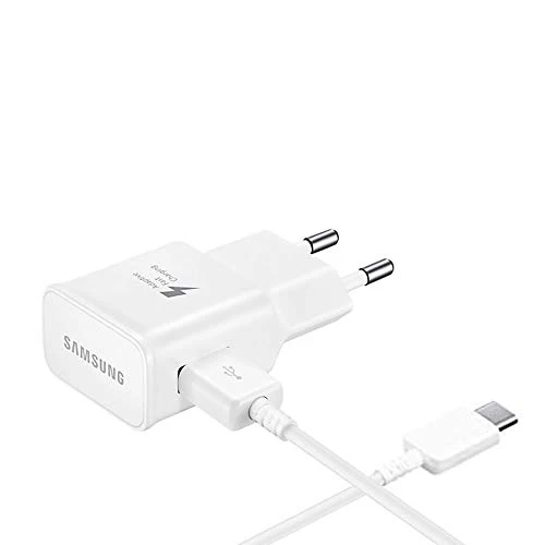OEM Samsung - Caricatore originale EP-TA200EWE + Cavo EP-DR140AWE (5 V-2 A, 9 V-1,67 A) - per Galaxy S10, S10+, S10e, S9, S9+ (caricatore + cavo di tipo C, bianco) (EPTA200 + DR140 B W)