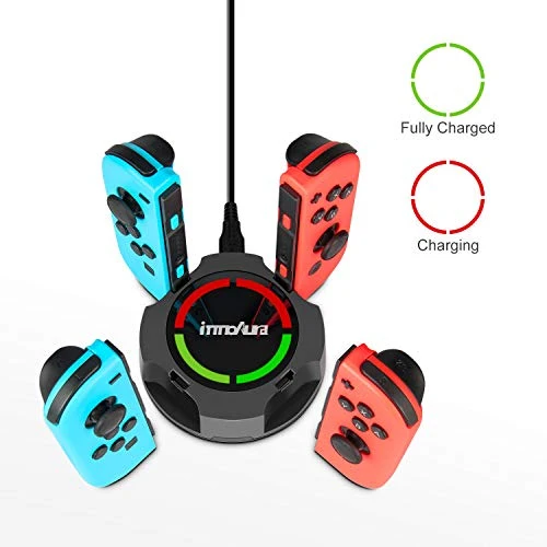 Stazionamento di ricarica per NS Switch/Switch OLED Joycon, innoAura supporto per caricabatterie 4 in 1 Switch Joycon con indicazione a LED