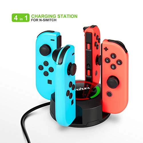 Stazionamento di ricarica per NS Switch/Switch OLED Joycon, innoAura supporto per caricabatterie 4 in 1 Switch Joycon con indicazione a LED