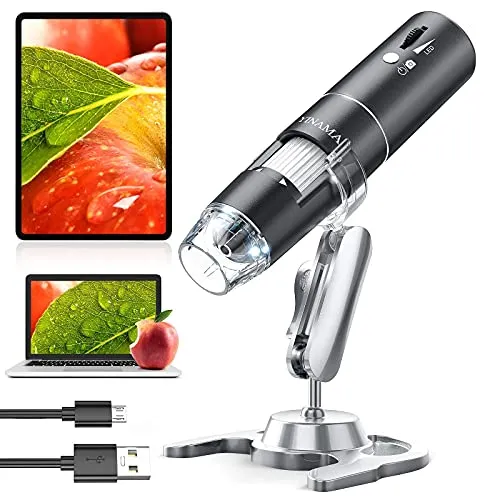 Microscopio Digitale Wireless, YINAMA Microscopio Ingrandimento da 50X-1000X, 8 luci a LED, Mini Microscopio portatile, 2MP 1080P, compatibile con Android, iPad PC MAC Windows