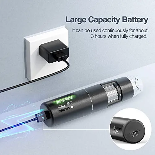Microscopio Digitale Wireless, YINAMA Microscopio Ingrandimento da 50X-1000X, 8 luci a LED, Mini Microscopio portatile, 2MP 1080P, compatibile con Android, iPad PC MAC Windows