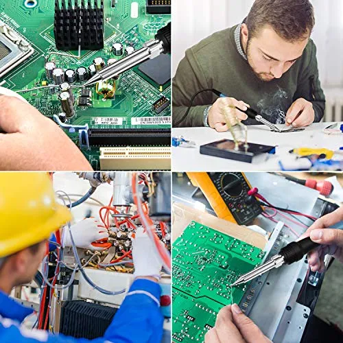 Stazione Saldante, 60W Saldatore Elettrico con Regolazione di Temperatura 200°C-480°C, Regolazione della Differenza di Temperatura, Display Temperatura