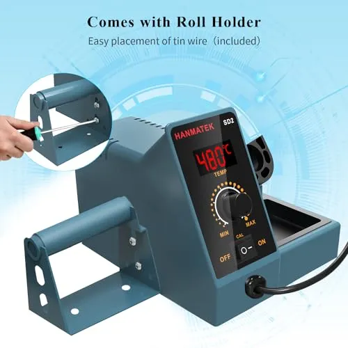 Stazione Saldante, 60W Saldatore Elettrico con Regolazione di Temperatura 200°C-480°C, Regolazione della Differenza di Temperatura, Display Temperatura