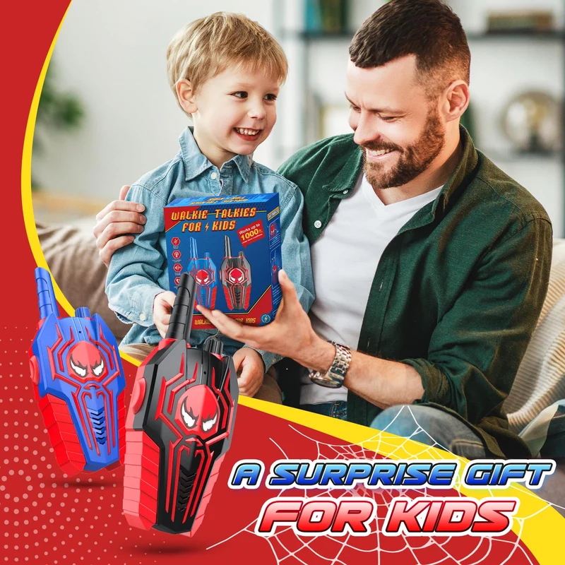 Toyokid Walkie-Talkie Bambini, Giochi Bambini 3 4 5 6 7 8 9 10 Anni Spider Walkie Talkie Regalo Bambino 3-10 Anni Giochi da Esterno per Bambini Giocattoli Bambino 3-10 Anni Regalo Compleanno Bambini