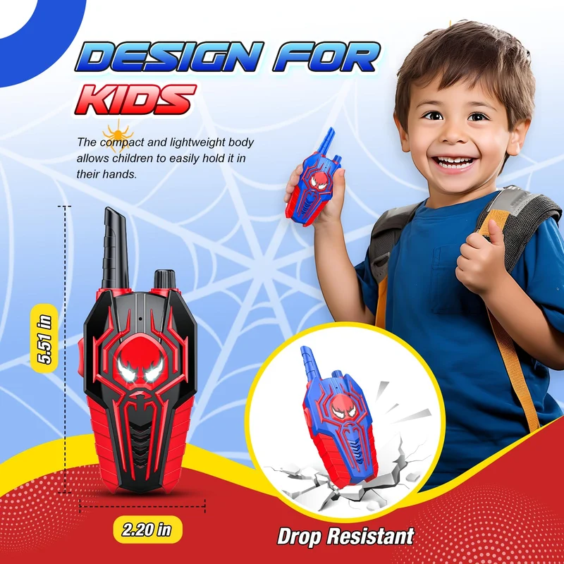 Toyokid Walkie-Talkie Bambini, Giochi Bambini 3 4 5 6 7 8 9 10 Anni Spider Walkie Talkie Regalo Bambino 3-10 Anni Giochi da Esterno per Bambini Giocattoli Bambino 3-10 Anni Regalo Compleanno Bambini
