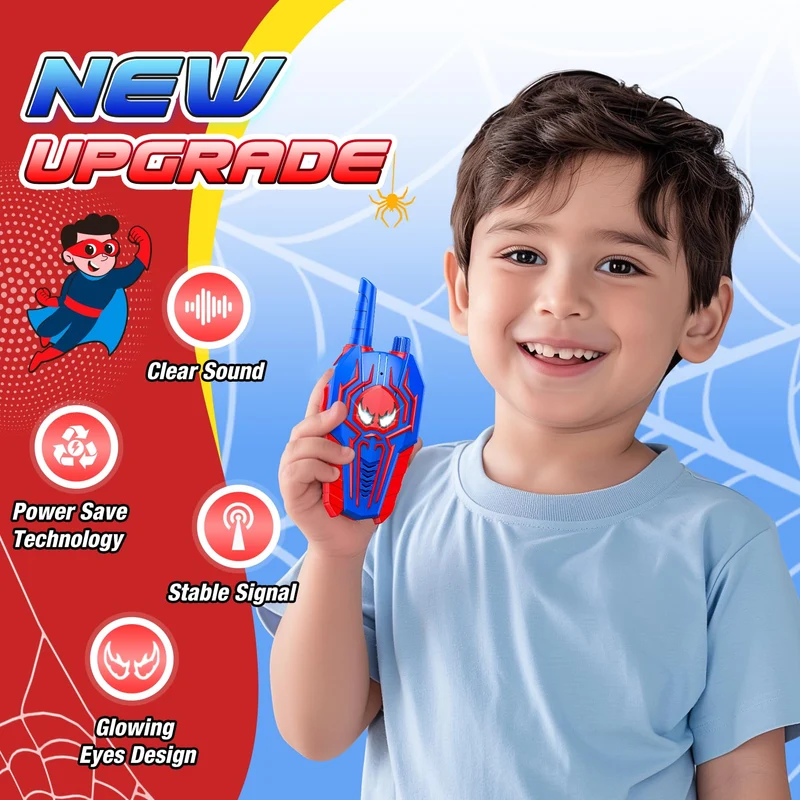 Toyokid Walkie-Talkie Bambini, Giochi Bambini 3 4 5 6 7 8 9 10 Anni Spider Walkie Talkie Regalo Bambino 3-10 Anni Giochi da Esterno per Bambini Giocattoli Bambino 3-10 Anni Regalo Compleanno Bambini