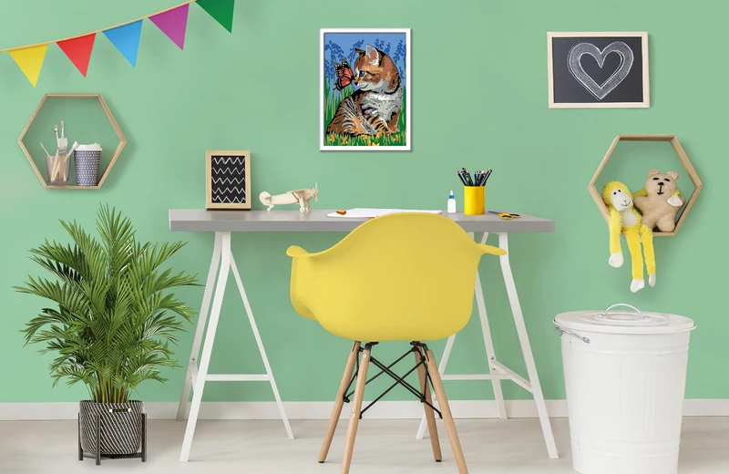 Ravensburger - CreArt Serie D, Gattino e Farfalla, Dipingere con i Numeri, Kit Pittura Bambini, Tema Animali, Cornice Inclusa, Gioco Educativo, Idea Regalo Bambini 9+ Anni, 26x20 cm