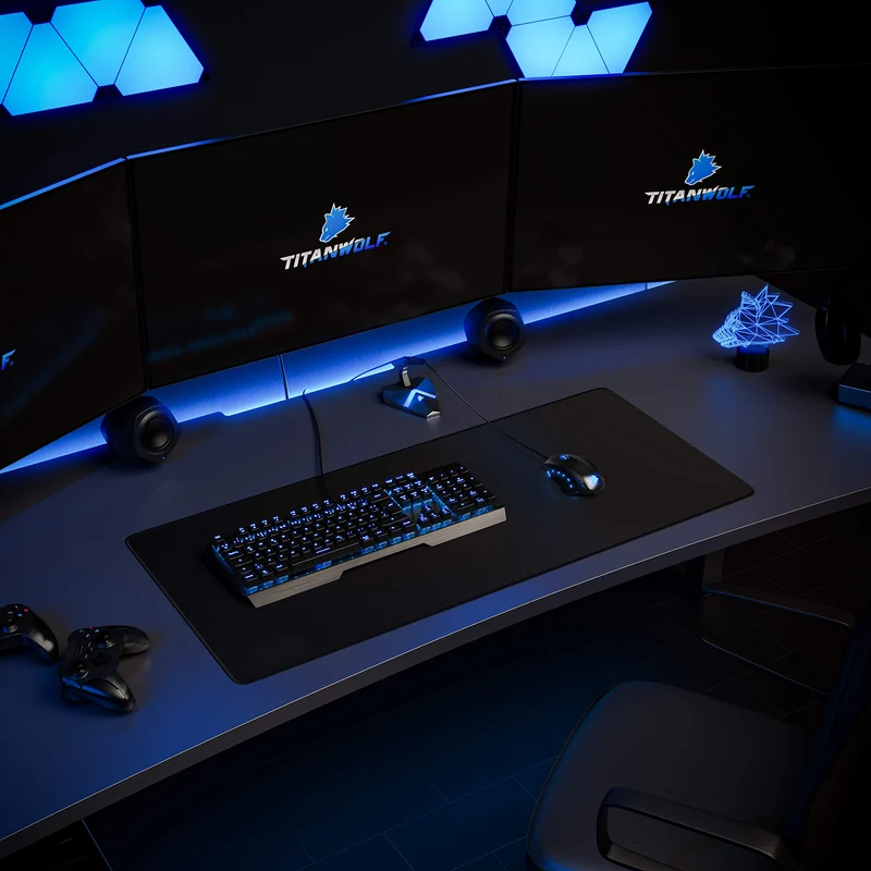 Titanwolf - Tappetino per mouse XXL, XXL, per gaming, gioco veloce, 900 x 400 mm, XXL, migliora precisione e velocità, presa stabile su superfici lisce