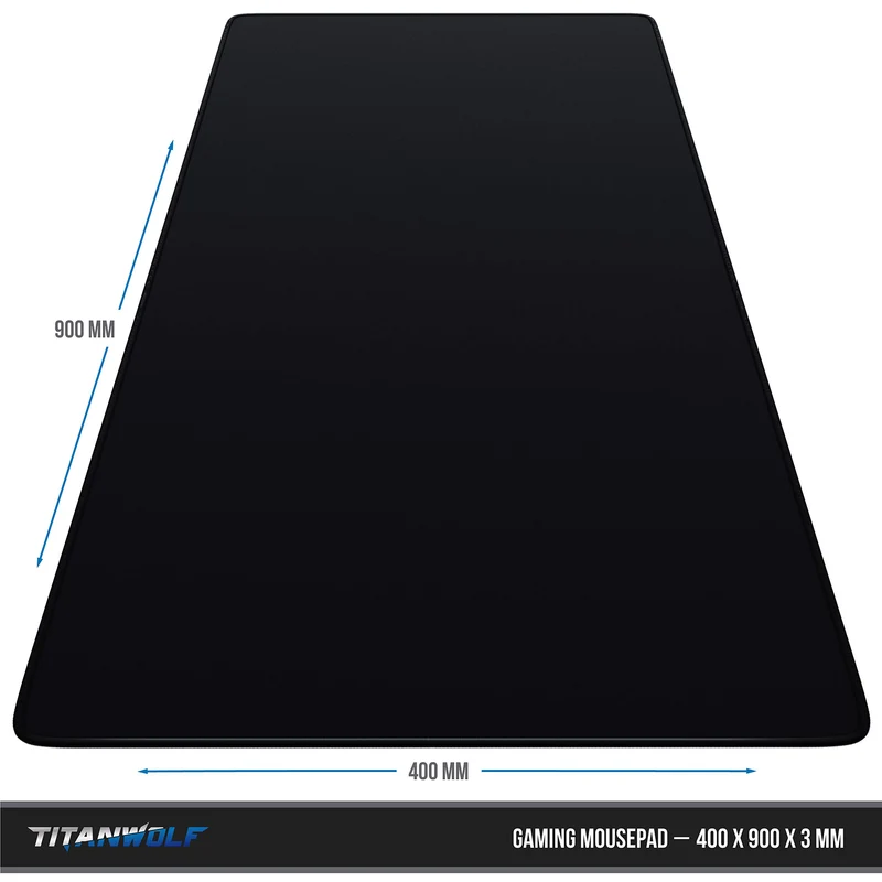 Titanwolf - Tappetino per mouse XXL, XXL, per gaming, gioco veloce, 900 x 400 mm, XXL, migliora precisione e velocità, presa stabile su superfici lisce