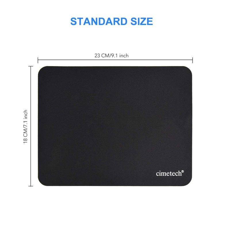 cimetech Tappetino per Mouse Confortevole Superficie Superfine in Fibra di Seta Liscia Sensori Base in Gomma Antiscivolo per Pulire Lavabile per Computer Portatile - Nero Black