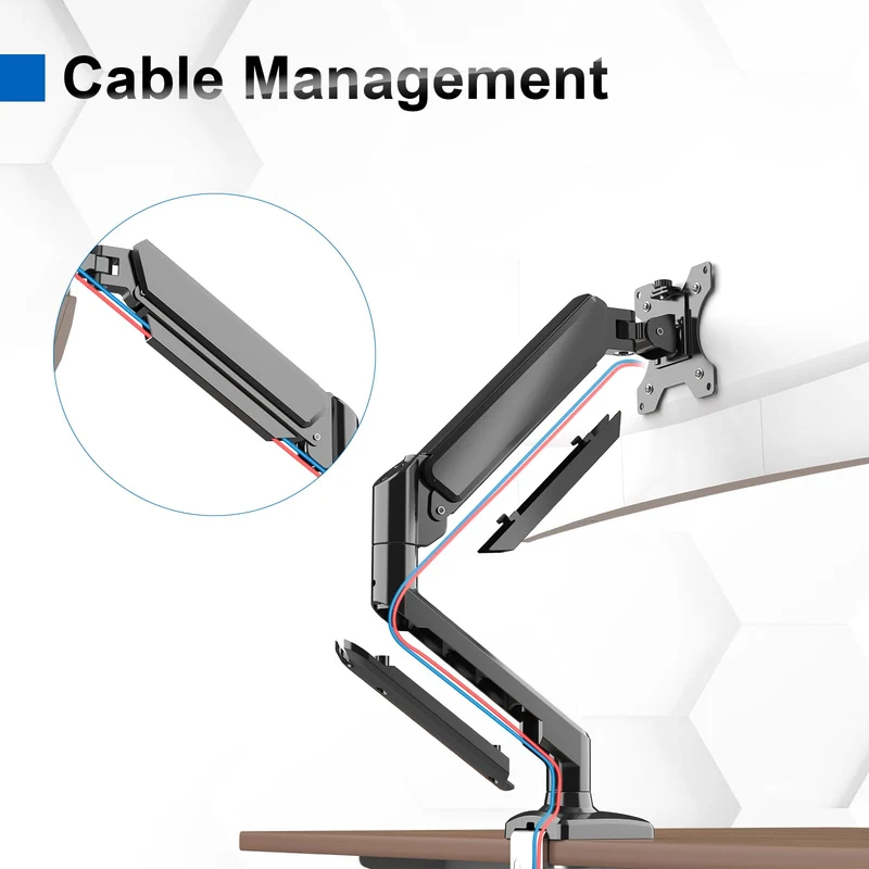 GRIFEMA GB2003-1 Supporto per monitor a molla a gas per schermo di computer da 13-32 pollici, altezza regolabile, VESA 75x75/100x100, peso 2-9 kg, nero