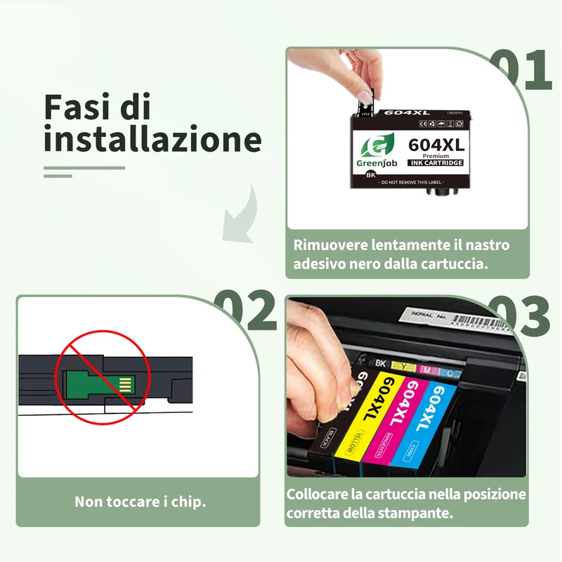 Greenjob 604XL Compatibili per Epson 604 XL Multipack per Expression Home XP-2200 XP-2205 XP-3200 XP-3205 XP-4200 XP-4205 Workforce WF-2910 WF-2930 WF-2935 WF-2950 (10 Pezzi)