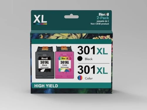 Heroil 301 XL 301XL Cartucce d'inchiostro Rigenerato per HP 301 XL Nero e Colore Compatibile per HP OfficeJet 2620 2622 4504 4630 5534 Envy 4500 5530 5532 Deskjet 1000 1010 1510 2050 2540 3050（2-Pack